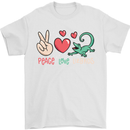 Peace Love Lizards Funny Gekko Iguana Mens T-Shirt Cotton Gildan White