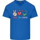Peace Love Lizards Funny Gekko Iguana Mens V-Neck Cotton T-Shirt Royal Blue