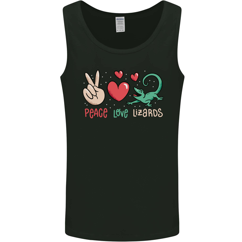 Peace Love Lizards Funny Gekko Iguana Mens Vest Tank Top Black