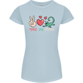 Peace Love Lizards Funny Gekko Iguana Womens Petite Cut T-Shirt Light Blue
