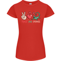 Peace Love Lizards Funny Gekko Iguana Womens Petite Cut T-Shirt Red