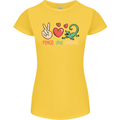 Peace Love Lizards Funny Gekko Iguana Womens Petite Cut T-Shirt Yellow