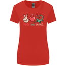 Peace Love Lizards Funny Gekko Iguana Womens Wider Cut T-Shirt Red