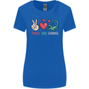 Peace Love Lizards Funny Gekko Iguana Womens Wider Cut T-Shirt Royal Blue