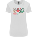 Peace Love Lizards Funny Gekko Iguana Womens Wider Cut T-Shirt White