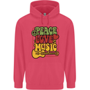 Peace Love Music Guitar Hippy Flower Power Childrens Kids Hoodie Heliconia