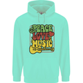 Peace Love Music Guitar Hippy Flower Power Childrens Kids Hoodie Peppermint