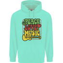Peace Love Music Guitar Hippy Flower Power Childrens Kids Hoodie Peppermint