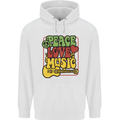 Peace Love Music Guitar Hippy Flower Power Childrens Kids Hoodie White