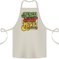 Peace Love Music Guitar Hippy Flower Power Cotton Apron 100% Organic Natural