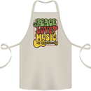 Peace Love Music Guitar Hippy Flower Power Cotton Apron 100% Organic Natural