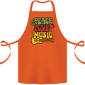 Peace Love Music Guitar Hippy Flower Power Cotton Apron 100% Organic Orange