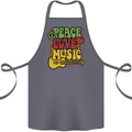 Peace Love Music Guitar Hippy Flower Power Cotton Apron 100% Organic Steel