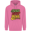 Peace Love Music Guitar Hippy Flower Power Mens 80% Cotton Hoodie Azelea