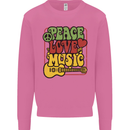 Peace Love Music Guitar Hippy Flower Power Mens Sweatshirt Jumper Azalea