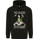 Peace Love Weed Childrens Kids Hoodie Black