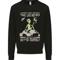 Peace Love Weed Kids Sweatshirt Jumper Black