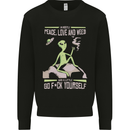 Peace Love Weed Mens Sweatshirt Jumper Black