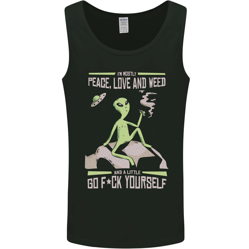Peace Love Weed Mens Vest Tank Top Black