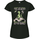Peace Love Weed Womens Petite Cut T-Shirt Black