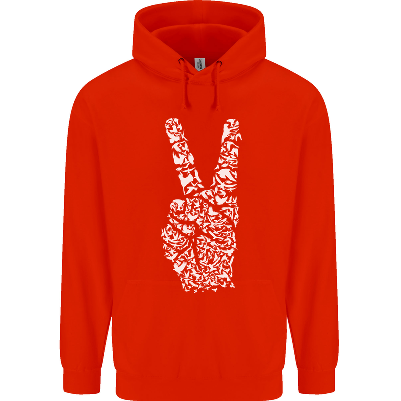 Peace Word Art Hippy Environment Childrens Kids Hoodie Bright Red