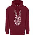 Peace Word Art Hippy Environment Childrens Kids Hoodie Maroon