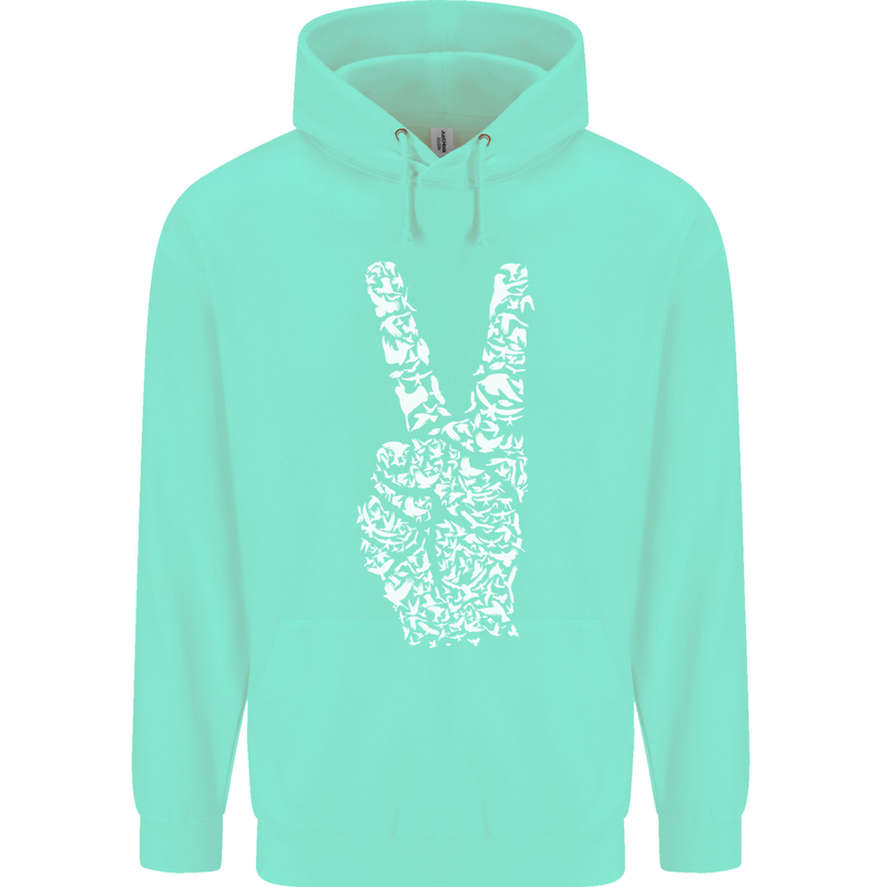 Peace Word Art Hippy Environment Childrens Kids Hoodie Peppermint