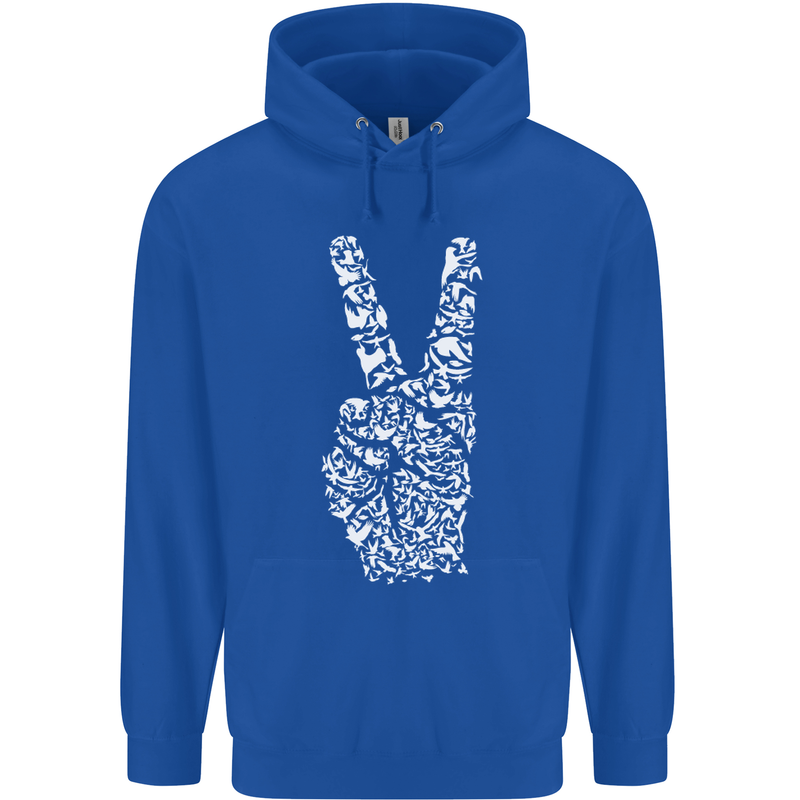 Peace Word Art Hippy Environment Childrens Kids Hoodie Royal Blue