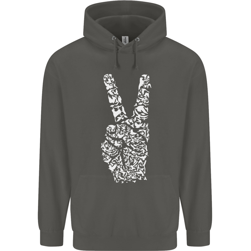 Peace Word Art Hippy Environment Childrens Kids Hoodie Storm Grey