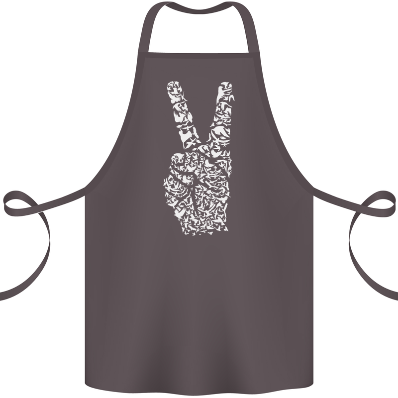 Peace Word Art Hippy Environment Cotton Apron 100% Organic Dark Grey