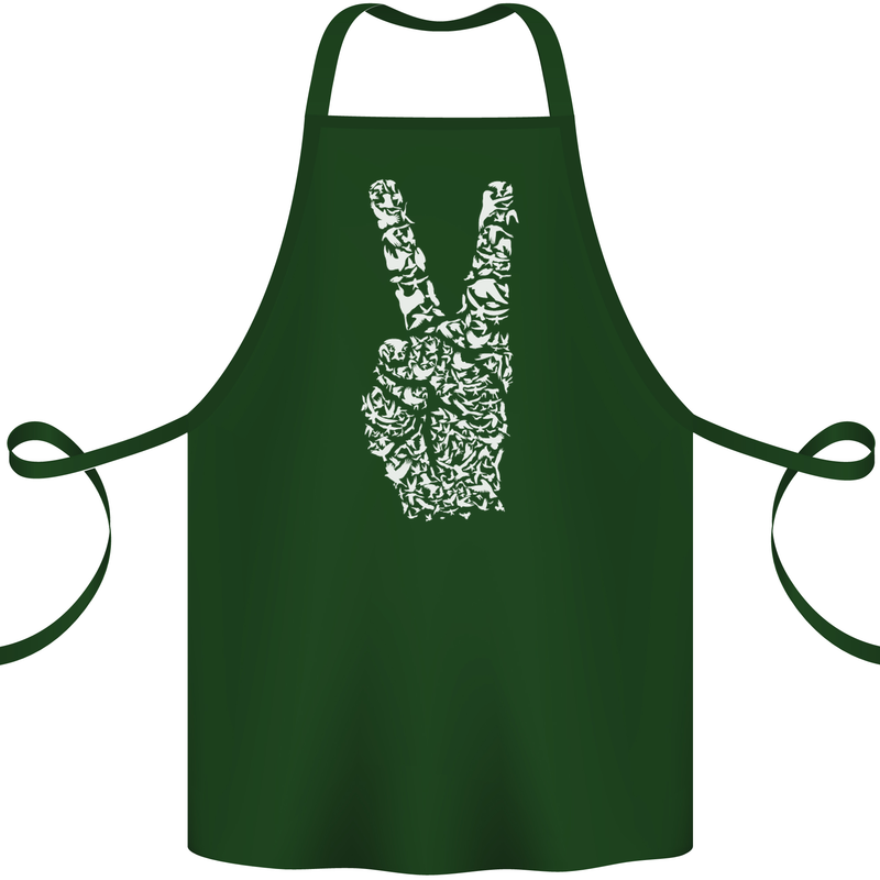 Peace Word Art Hippy Environment Cotton Apron 100% Organic Forest Green