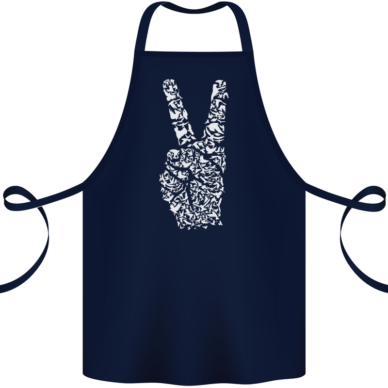Peace Word Art Hippy Environment Cotton Apron 100% Organic Navy Blue