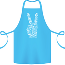 Peace Word Art Hippy Environment Cotton Apron 100% Organic Turquoise