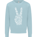 Peace Word Art Hippy Environment Kids Sweatshirt Jumper Light Blue