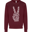Peace Word Art Hippy Environment Kids Sweatshirt Jumper Maroon