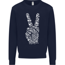 Peace Word Art Hippy Environment Kids Sweatshirt Jumper Navy Blue