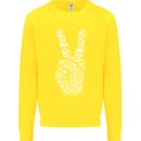 Peace Word Art Hippy Environment Kids Sweatshirt Jumper Yellow