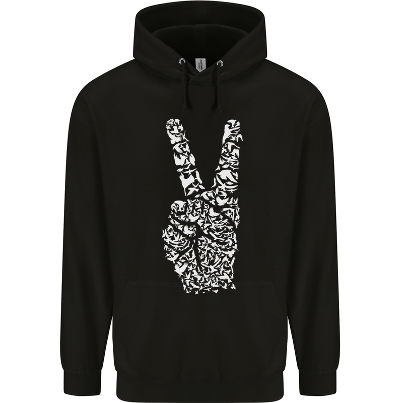 Peace Word Art Hippy Environment Mens 80% Cotton Hoodie Black
