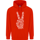 Peace Word Art Hippy Environment Mens 80% Cotton Hoodie Bright Red