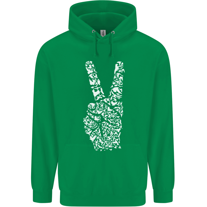 Peace Word Art Hippy Environment Mens 80% Cotton Hoodie Irish Green