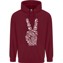 Peace Word Art Hippy Environment Mens 80% Cotton Hoodie Maroon