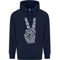 Peace Word Art Hippy Environment Mens 80% Cotton Hoodie Navy Blue