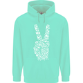 Peace Word Art Hippy Environment Mens 80% Cotton Hoodie Peppermint