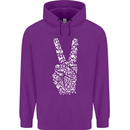 Peace Word Art Hippy Environment Mens 80% Cotton Hoodie Purple
