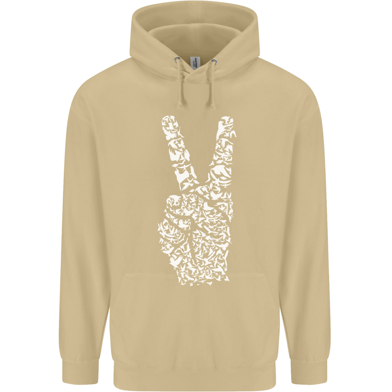 Peace Word Art Hippy Environment Mens 80% Cotton Hoodie Sand