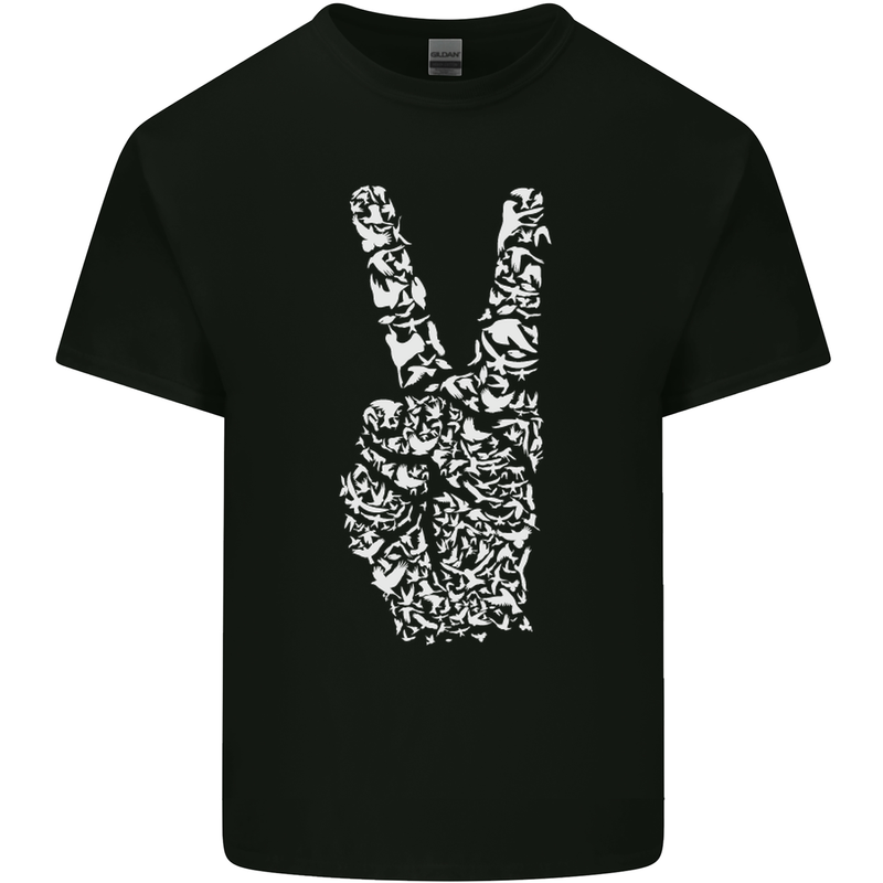 Peace Word Art Hippy Environment Mens Cotton T-Shirt Tee Top Black
