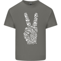 Peace Word Art Hippy Environment Mens Cotton T-Shirt Tee Top Charcoal