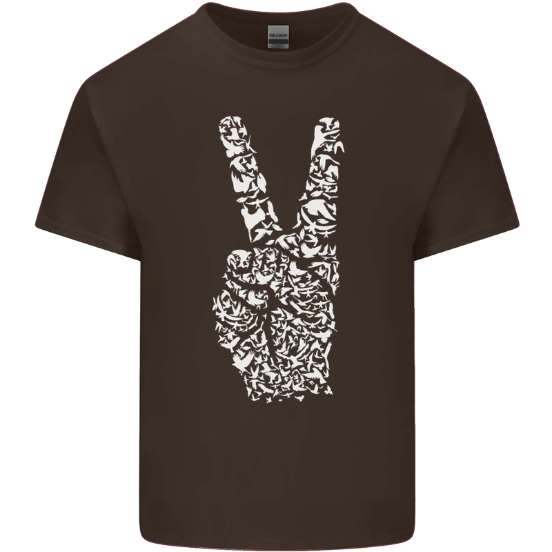 Peace Word Art Hippy Environment Mens Cotton T-Shirt Tee Top Dark Chocolate