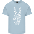 Peace Word Art Hippy Environment Mens Cotton T-Shirt Tee Top Light Blue