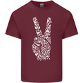 Peace Word Art Hippy Environment Mens Cotton T-Shirt Tee Top Maroon